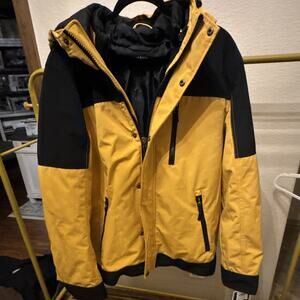 Club Room Men’s 3-in-1 Hooded Parka Jacket Yellow Black Coat Size Large NWT